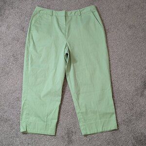 LARRY LEVINE Lime Green High Rise Front Zip Stretch Cropped Pants; Size 16